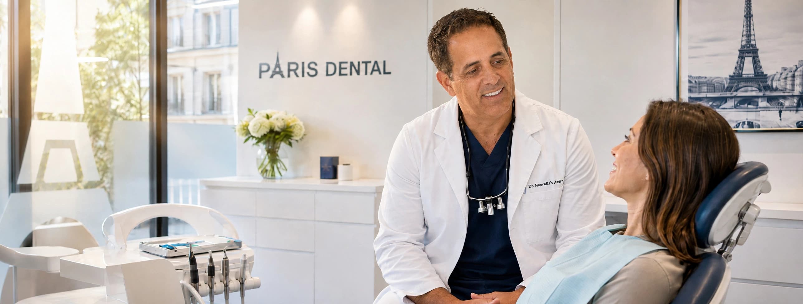 Dr. Noorullah Azim, DDS with a patient at Paris Dental Temecula