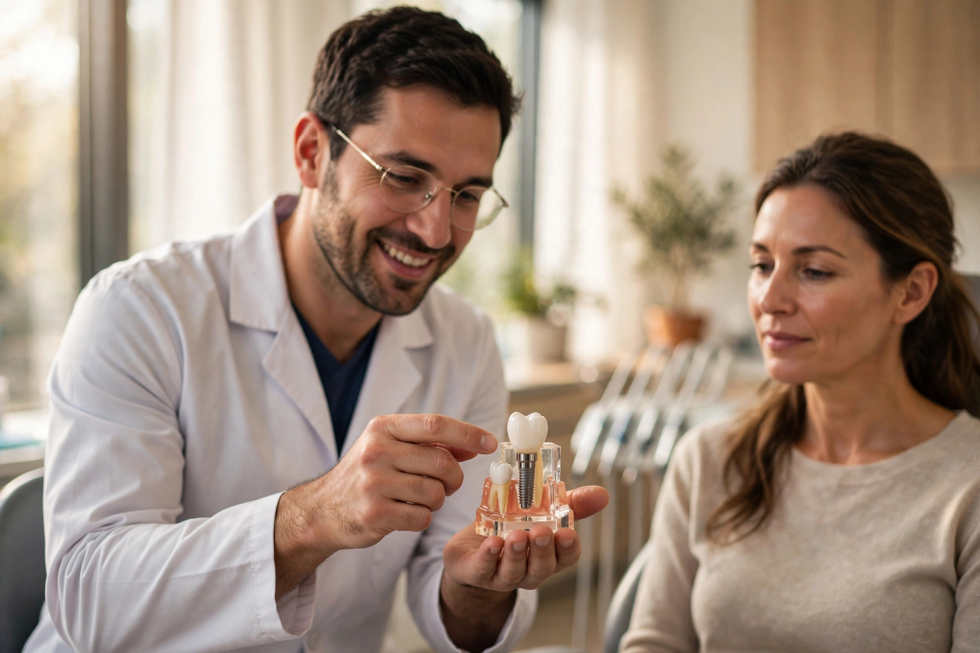 Dentist examining a patient's tooth for early signs of decay at Paris Dental in Temecula