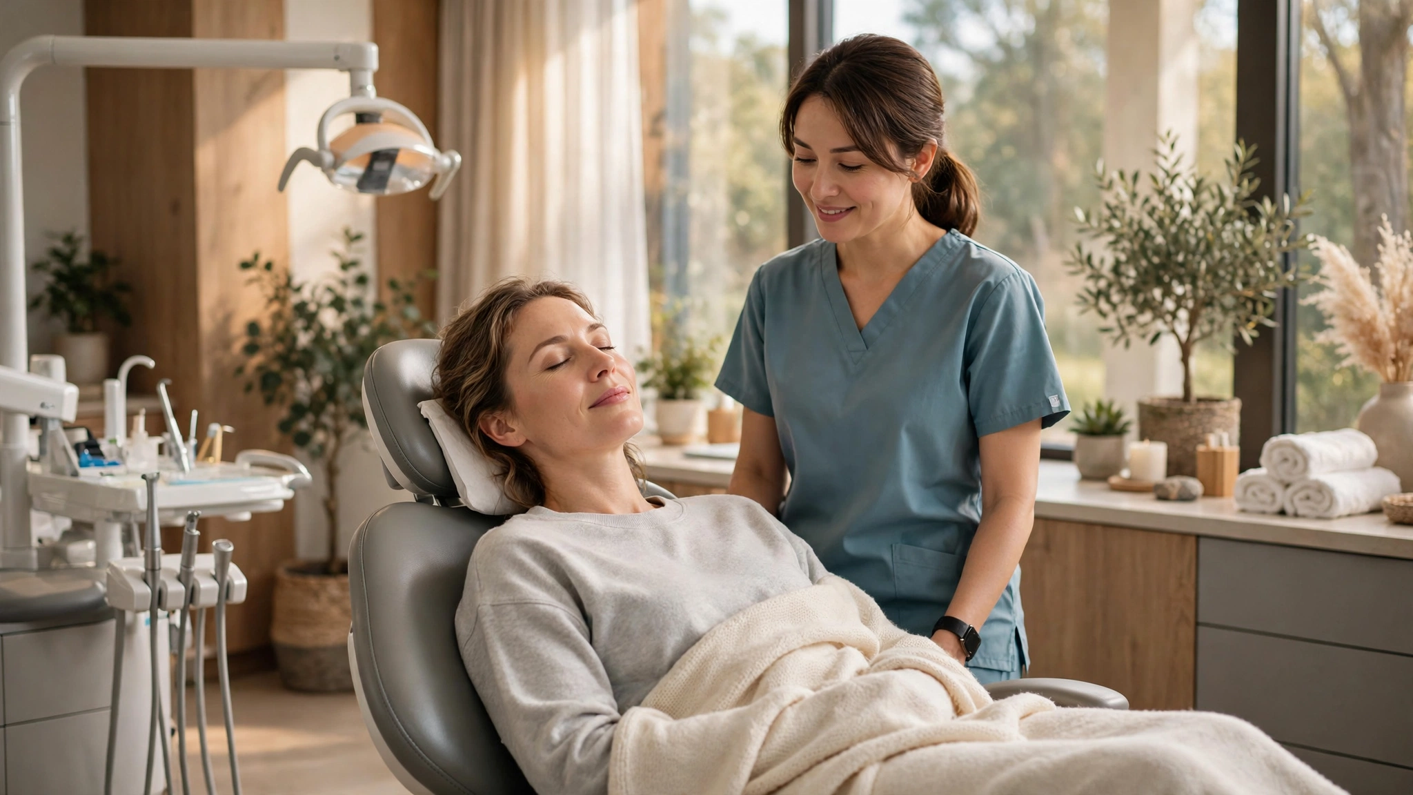 Relaxed patient in a calm dental clinic during sedation dentistry in Temecula